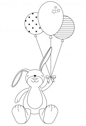 rabbit balloons digi stamp